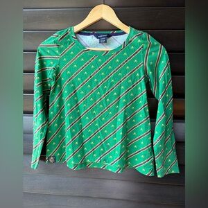 Ralph Lauren Girls Size 8/10 Long Sleeve Cotton Tee Green Purple Sequence Skulls